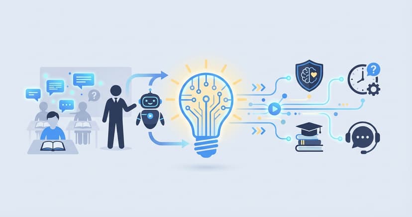 Stylized illustration for blog: How AI Chatbots Are Changing Student Support in Education