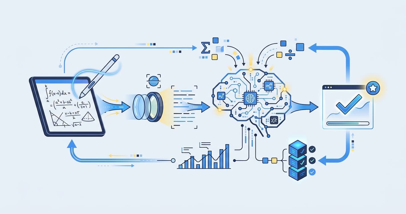 Stylized illustration for blog: AI Grading for Handwritten Math: How It Works in 2026