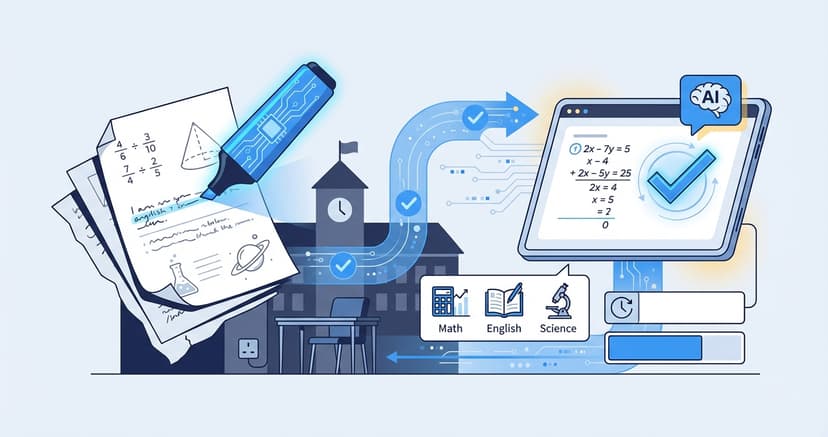 Stylized illustration for landing page: Smart Grading for UK Tutoring Centres | AI-Powered Marking